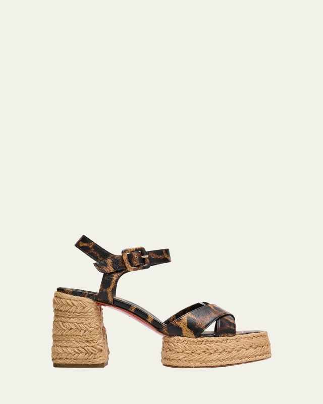 Leopard Red Sole Espadrille Sandals